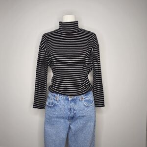 High Neck Striped Sweater